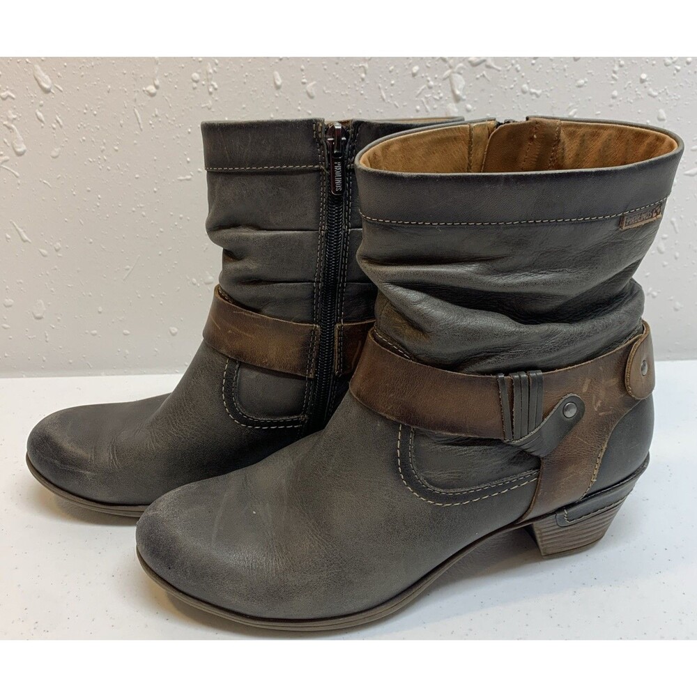 Pikolinos Rotterdam Ankle Boots Womens 39 8.5 Dark Grey Brown Leather
